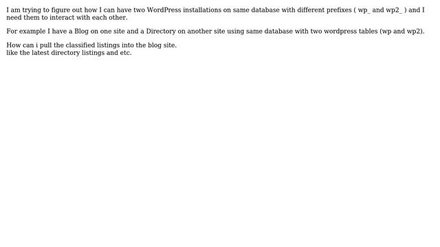 Wordpress: How to interact with another wordpress install on same database? смотреть онлайн