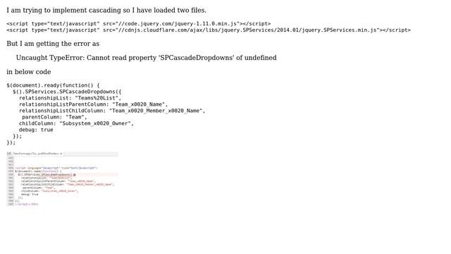Sharepoint: Uncaught TypeError: Cannot read property 'SPCascadeDropdowns' of undefined смотреть онлайн