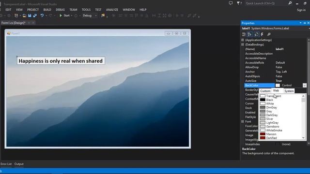 How to get Transparent Label in Visual Studio Windows Form Application смотреть онлайн