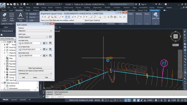 ALINEAMIENTO HORIZONTAL PART 02-TABLA DE ELEMENTOS EN CURVAS H.CON DG-2018 AUTOCAD CIVIL3D 2018-202 смотреть онлайн