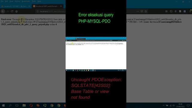 Koneksi PHP MYSQL PDO - Uncaught PDOException: SQLSTATE[42S02]: Base Table or view not found смотреть онлайн