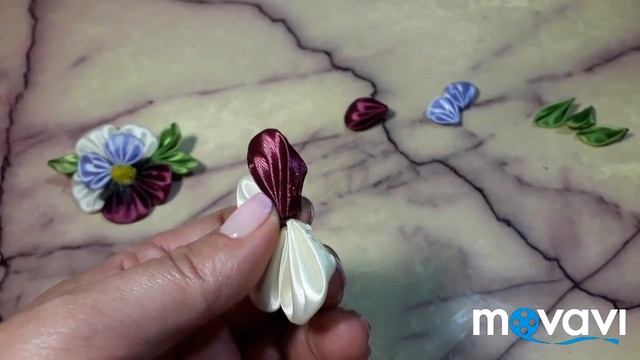 Цветы анютины глазки канзаши . смотреть онлайн