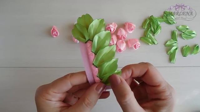 Ободок с розами ? и бантиком. Роза канзаши МК/DIY ? смотреть онлайн