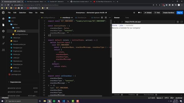 React & Material UI #24: Snackbars + Snackbars & Redux смотреть онлайн
