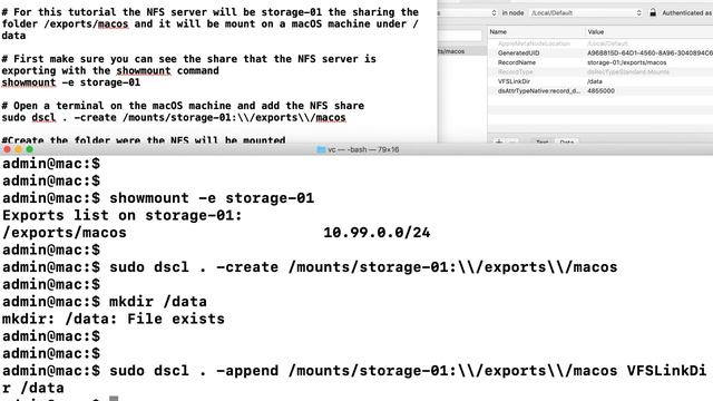 Mac mount NFS share dscl Directory Utility смотреть онлайн