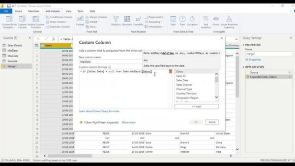 Extracting min date and Max date dynamically using power query editor