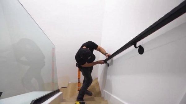 How to install a metal or steel wall mount stair handrail DIY grab bar By OptimumWorks