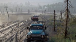 Спасаем на ЗИЛ 130 застрявший и побитый МАЗ 509 лесовоз в условиях полного бездорожья ▶ SnowRunner