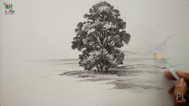 How To Draw and Shade A Tree In A Beautiful Landscape With PENCIL | Step by Step смотреть онлайн