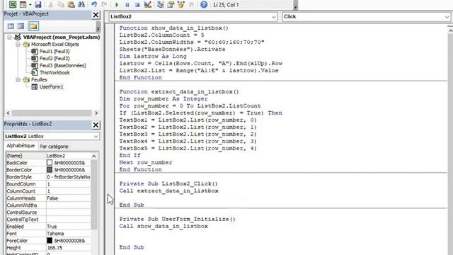 VBA ListBox/ Extraire données vers Formulaire/ bouton Enregis- Quitte/ sans codage_7. www.VbaWrite смотреть онлайн