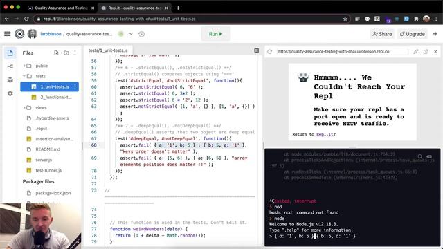 Assert Deep Equality with .deepEqual and .notDeepEqual - Quality Assurance and Testing with Chai смотреть онлайн
