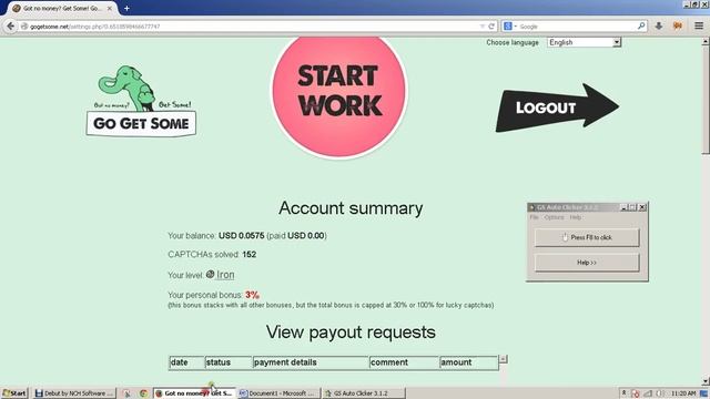 GS Auto Clicker Tutorial for Gogetsome Captcha entry overload problem смотреть онлайн