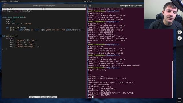 namedtuple to json and other pitfalls (intermediate) anthony explains #101 смотреть онлайн
