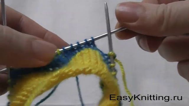 Смена нити при круговом вязании спицами первый способ смотреть онлайн