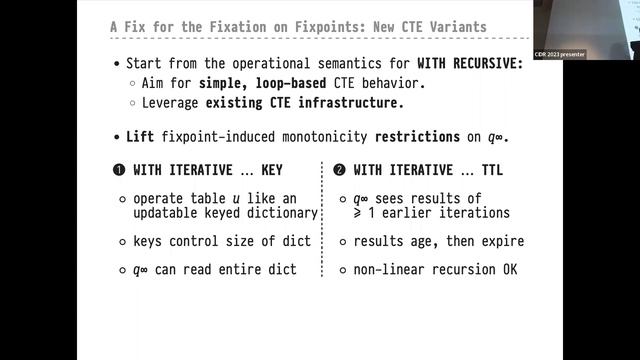 A Fix for the Fixation on Fixpoints (CIDR 2023) смотреть онлайн