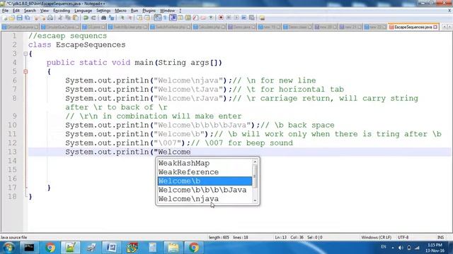 Escape Sequence In Java Programming смотреть онлайн
