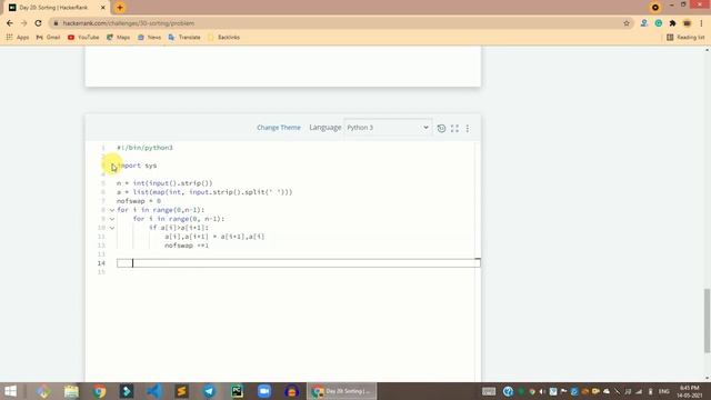 HackerRank Day 20: Sorting problem solution in Python | 30 Days Of Code problems solutions смотреть онлайн