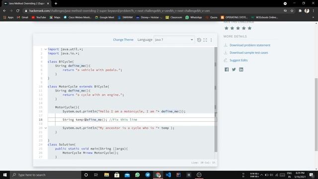Java Method Overriding 2 (Super Keyword) | HackerRank Solution смотреть онлайн