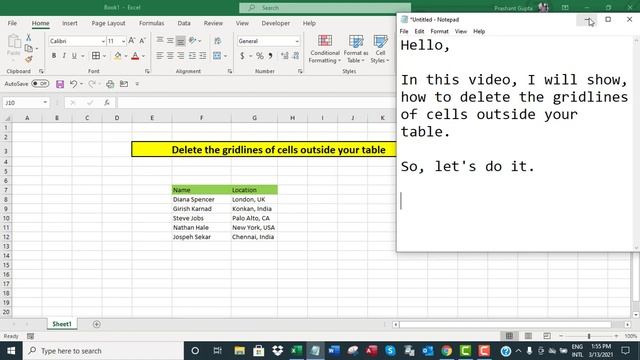 Excel: delete gridlines of cells outside your table смотреть онлайн