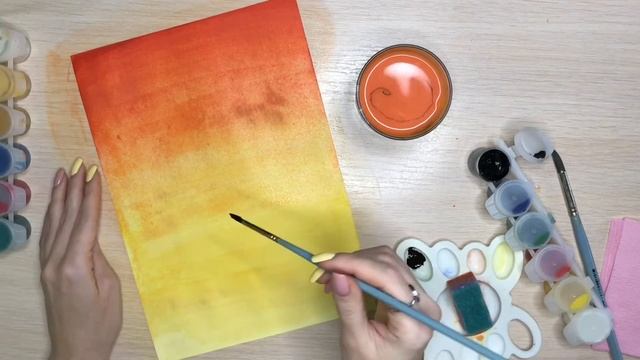 Рисование губкой и гуашью. Кот Закат. смотреть онлайн