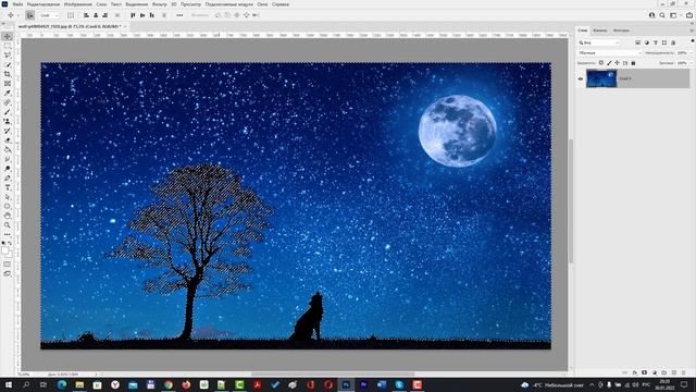 Эффект вращения зведного неба в Фотошопе [Имитация долгой выдержки в Photoshop] смотреть онлайн