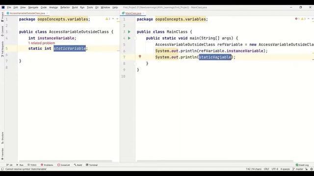 #4 - Access variables outside the class | JAVA OOPs Concepts | Core JAVA for Beginners | English смотреть онлайн