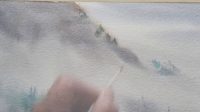 Watercolor Trees In The Mist