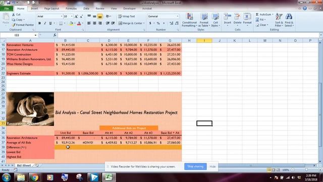 Excel Lesson 3 Exercise 15 Bid Analysis смотреть онлайн