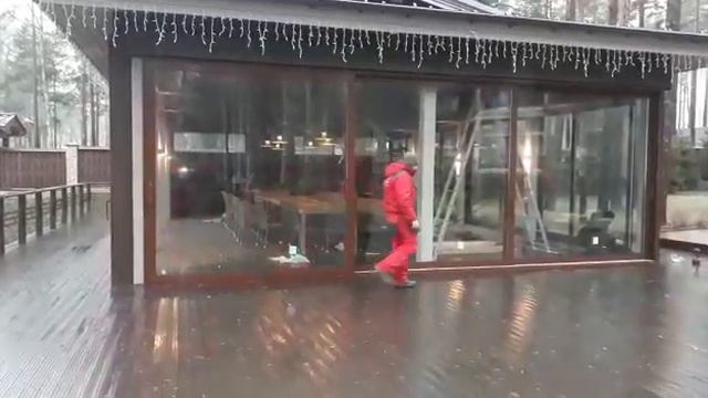 Остекление веранды подъемно-раздвижной системой ALUMIL смотреть онлайн