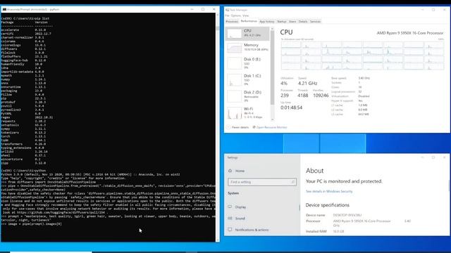 Run stable diffusion using CPU: 16-core CPU AMD 5950x running stable diffusion Method 2 ONNX method смотреть онлайн
