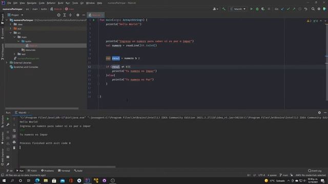 Verificar si un número es par o impar en Kotlin Intellij Idea смотреть онлайн