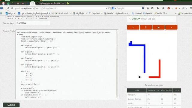 Python bot for snake game at coding dojo during pyconpl 2014 смотреть онлайн