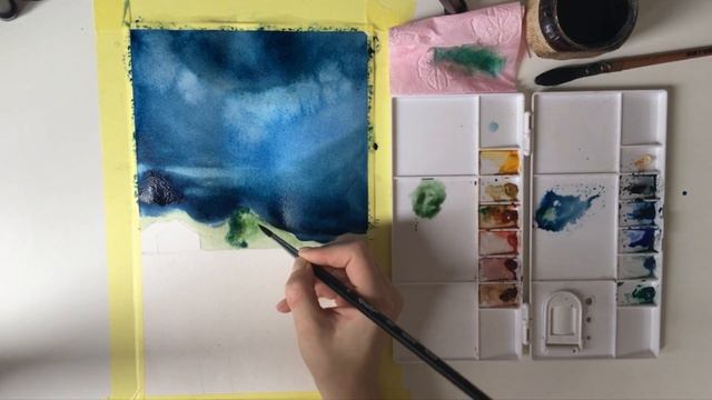 Акварель для начинающих. Пейзаж акварелью. Видео урок. смотреть онлайн