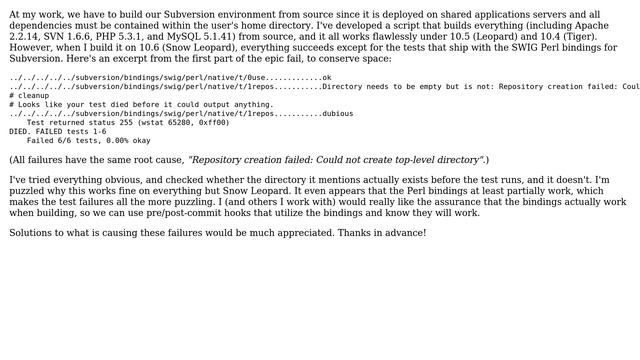 DevOps & SysAdmins: Compiling SVN Perl bindings on Snow Leopard: tests fail смотреть онлайн