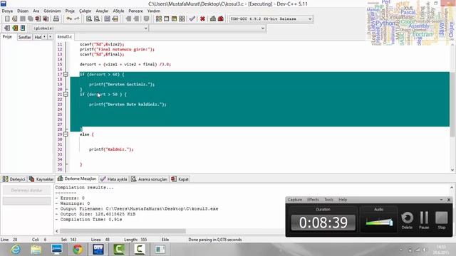 C Programlama Dersleri 11 - Koşullu İfadeler (if-else if-else) смотреть онлайн