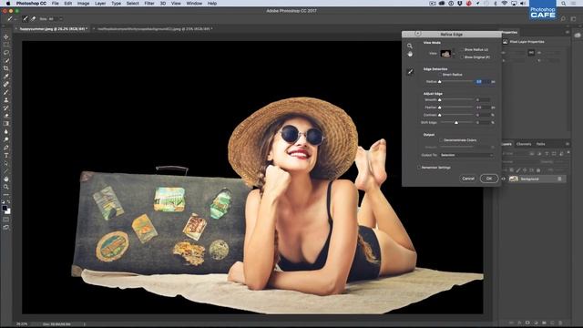 QUICKLY Replace Backgrounds in PHOTOSHOP + SECRET refine edge in CC 2017 смотреть онлайн