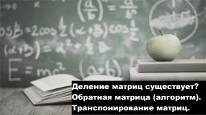 ВЫСШАЯ МАТЕМАТИКА.1.6.1.Транспонирование. Обратная матрица (алгоритм).Существует ли деление матриц.