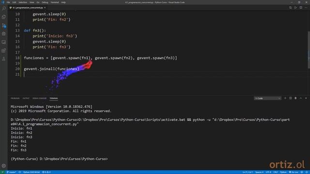 Python - Curso: 44 Ejecución Concurrente de las Funciones Declaradas con el Método joinall() смотреть онлайн