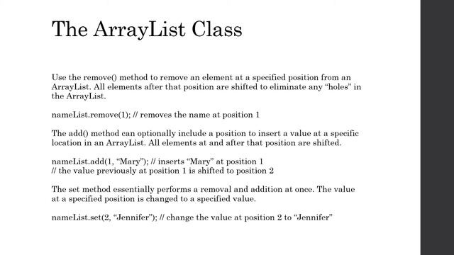 The ArrayList Class смотреть онлайн
