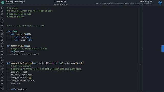 Remove Nth Node from End of List (Python Interview) смотреть онлайн