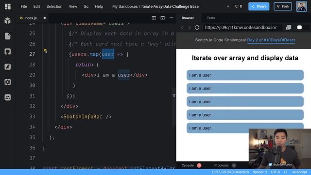 10 React Challenges: #2 Loop Over and Display Data with JSX смотреть онлайн