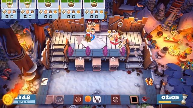 Overcooked 2. Winter Wonderland. Level 1-3. 4 stars. 2-Player Co-op Gameplay смотреть онлайн