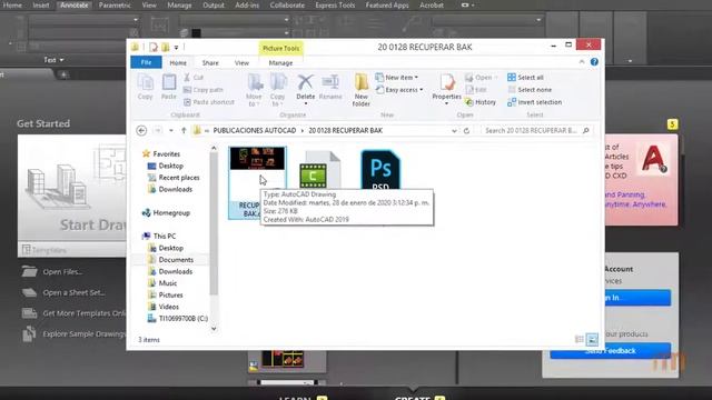 Recuperar mi archivo de AutoCAD (BAK a DWG) смотреть онлайн