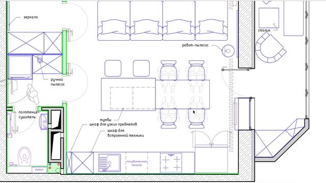Идеальная планировка 3-х комнатной квартиры в Краснодаре. Гардероб и прачечная вместо коридора. смотреть онлайн