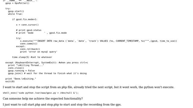 Raspberry Pi: Running Python script From php that create a thread and then kill it смотреть онлайн