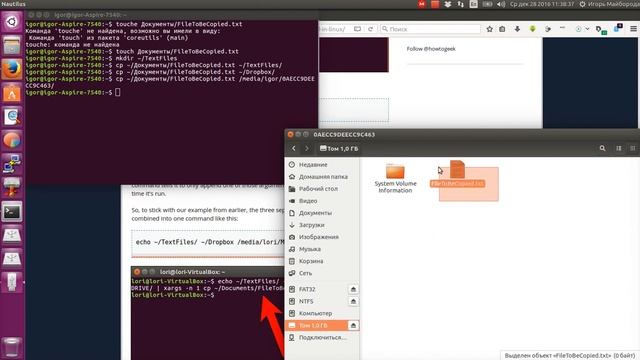 Как скопировать файл в несколько каталогов с помощью одной команды в Linux смотреть онлайн