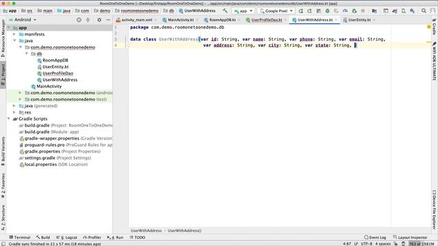 Android Room Database One to One Relationship Insert and Retrieve Data from tables in Kotlin смотреть онлайн