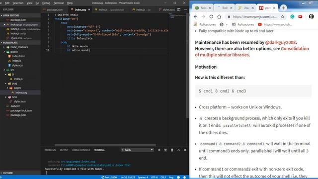 Boilerplate para desarrollo Front(pug,sass,babel) en Node con scripts de NPM 4/5 смотреть онлайн