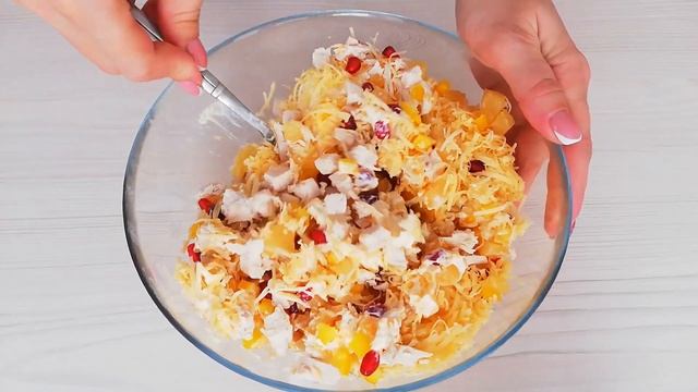 НЕЖНЫЙ САЛАТ "ГРАНАТИК" с КУРИЦЕЙ и АНАНАСОМ в тарталетках/ ПРАЗДНИЧНЫЙ САЛАТ смотреть онлайн
