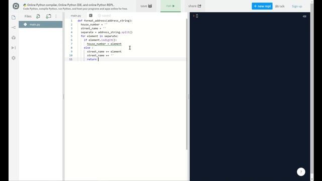 Python3- using format_address(address_string) function to print street number house. смотреть онлайн